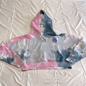 Cross Colours Be Part Of The Movement Tie Dye Cropped Hoodie Size Small